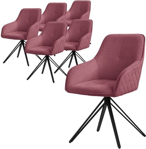 ML-Design Esszimmerstuhl 6er Set drehbar in Altrosa aus Textil Webstoff mit Armlehnen - Bild 1