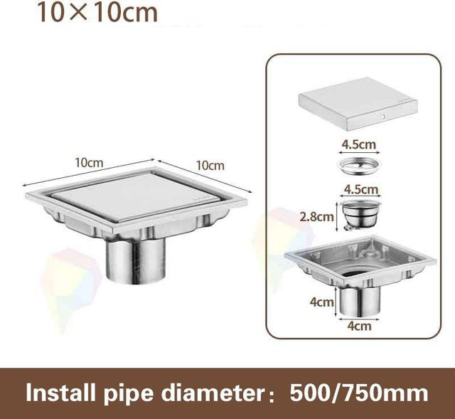 Bloom Habitat Quadratischer Bodenablauf mit Fliesen-Einlage aus 304 Edelstahl in Weiß und Silber, B/T/H: 10 x 10 x 1,5 cm, 11 x 11 x 1,5 cm oder 15 x 15 x 1,5 cm - Bild 1