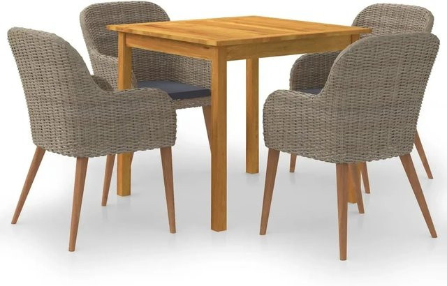 vidaXL 5-teilige Garten-Essgruppe aus Akazien-Massivholz in Braun - Bild 1