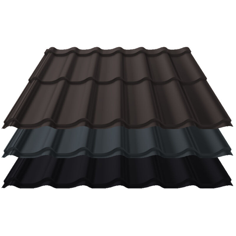 Pfannenblech Kingas Eco+ von Blachotrapez GmbH aus Stahl in Schwarz mit einer Modullänge von 350 mm und 0,50 mm Materialstärke - Bild 1