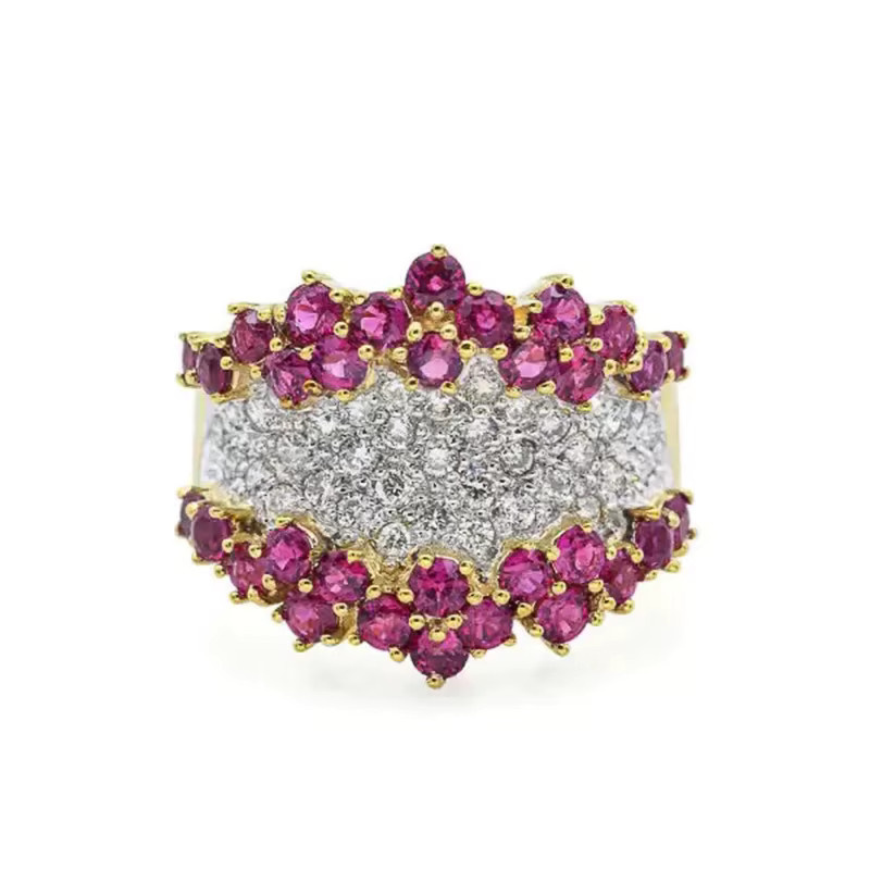 Huitan Damen-Ring, Bicolor, Zirkonia, rot/weiß - Bild 4