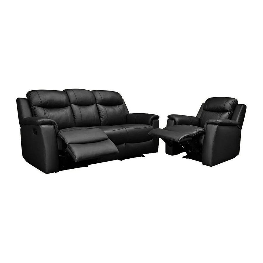Vente-unique Couchgarnitur Evasion aus Rindsleder mit Sessel in Schwarz, Breite: 205 cm, Tiefe: 95 cm - Bild 2
