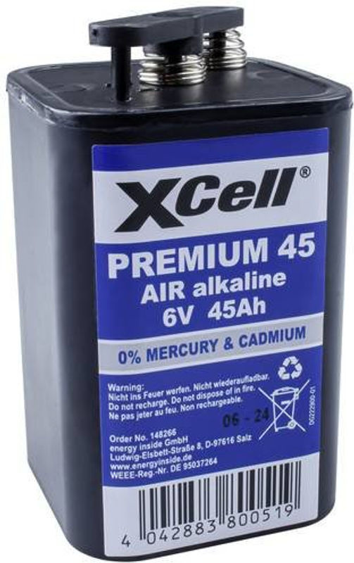 XCell Premium 45 Spezial-Batterie 4R25 Zink-Luft 6V 45000 mAh Schwarz 1 Stück - Bild 2