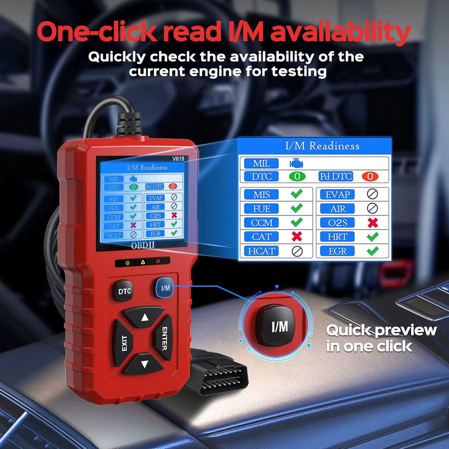 RUOGINSS OBD2-Scanner Diagnosetool in Rot mit Check Engine Light Code Reader, Reset, Live Data, Freeze Frame und I/M Readiness - Bild 5