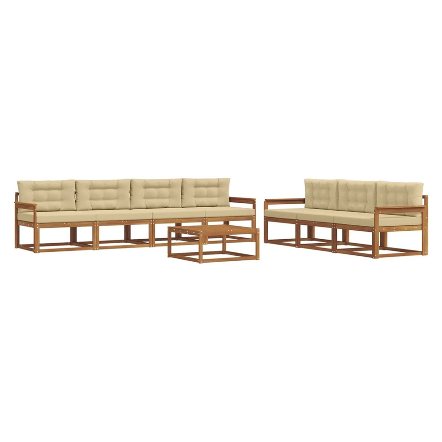 vidaXL Outdoor-Sofagarnitur aus Akazienholz mit Kissen, 8-teilig, Natur und Beige - Bild 2