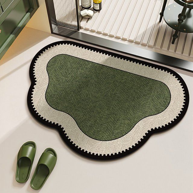 VIKAMA Minimalistische Badematte im Marmor-Design, schnelltrocknender und wasserabsorbierender Teppich für dein Badezimmer - Bild 1