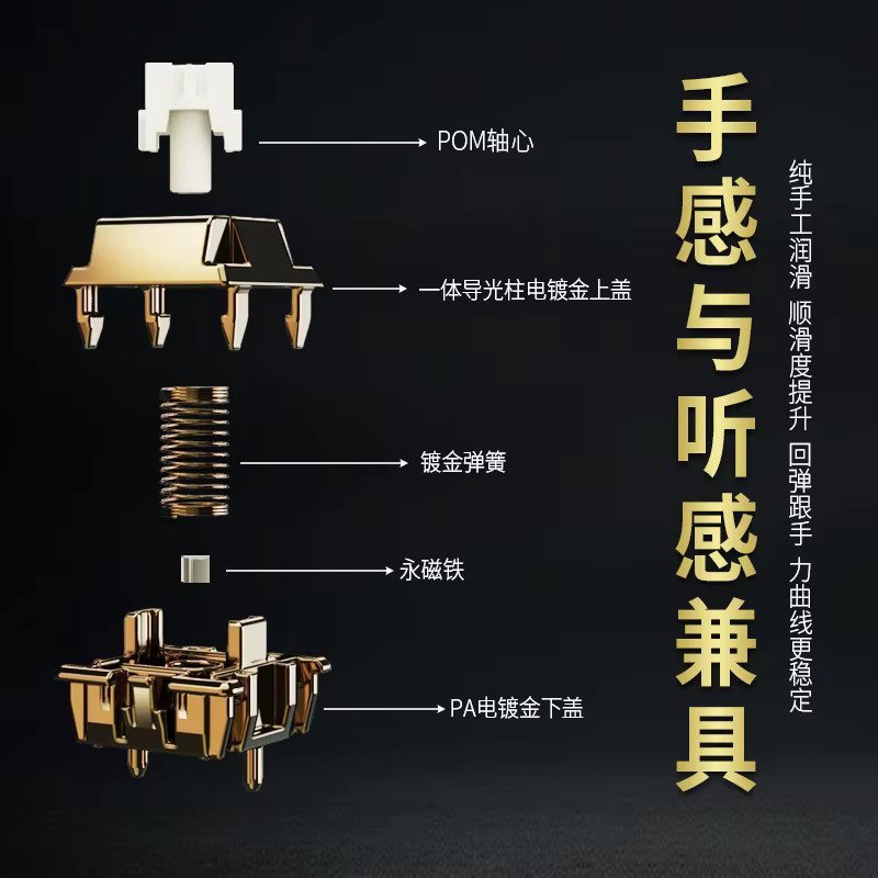 Latenpow Deng God Golden Magnetischer Linearschalter für Hall-Effekt Tastaturen mit Goldplattierung und POM-Gehäuse - Bild 2