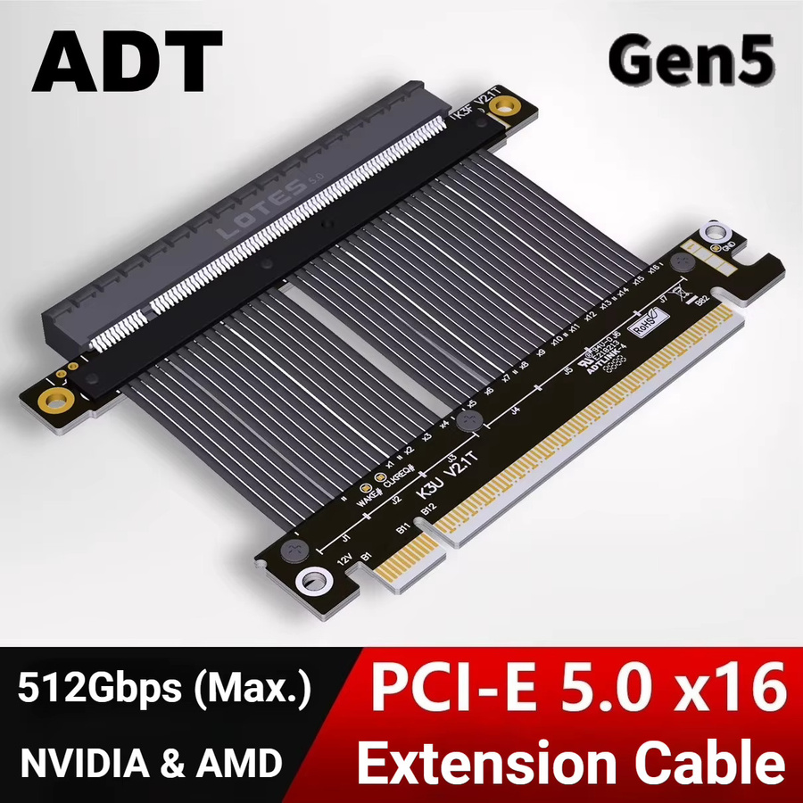 SPEEDIER PCI Express 5.0 x16 GPU Riser-Kabel 90 Grad Winkel für Nvidia und AMD Grafikkarten in Schwarz - Bild 3
