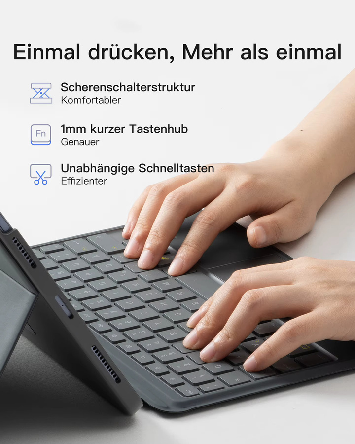 Inateck Abnehmbare iPad Tastatur für iPad 11 Gen (A16 2025) und iPad 10.9 Gen (2022), Modell KB04112, Grau - Bild 4