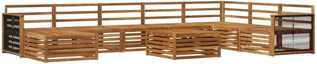 vidaXL Outdoor-Sofagarnitur aus Akazie Massivholz in Braun, 9-teiliges Set mit Polstern und Tisch - Bild 1
