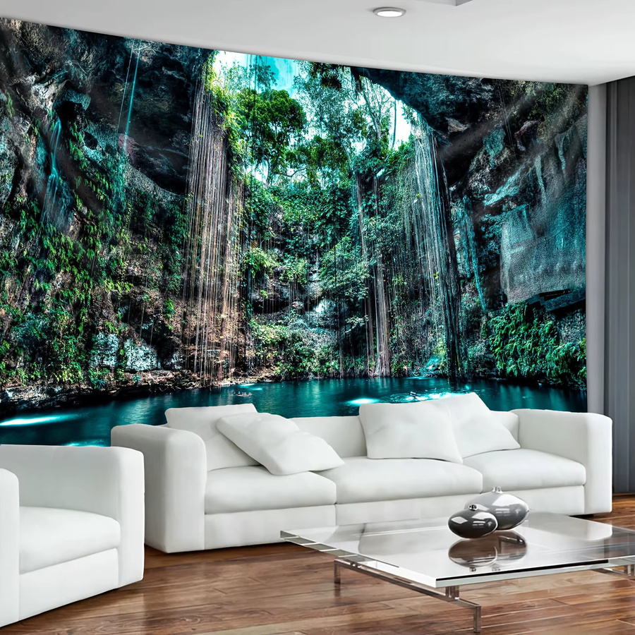 VIKAMA Wandteppich Cenote Pool Yucatan Höhlenlandschaft, blauer Wandbehang für Wohnzimmer und Schlafzimmer, B/H: 60 x 40 cm - Bild 2
