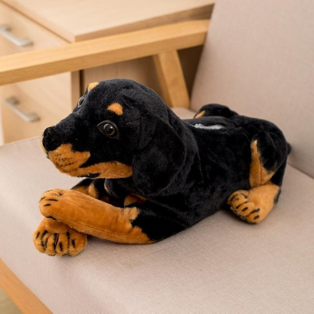 BC Pet Supplies Simulationshund Plüschtier als Taschentuchbeutel in Schwarz, Höhe: 46 cm - Bild 1
