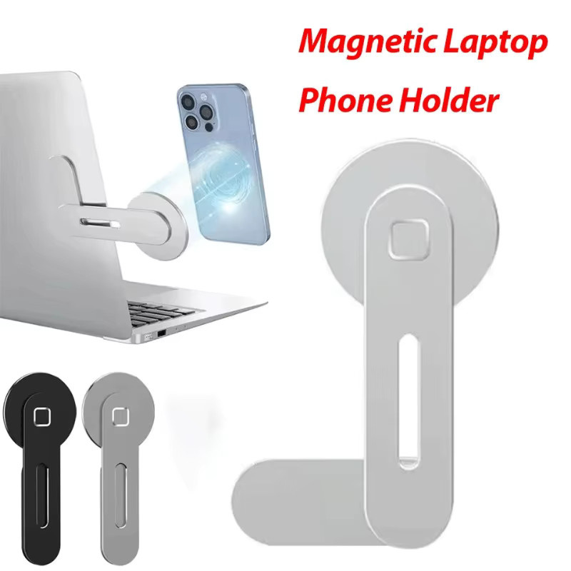 VIKEFON Magnetischer faltbarer Laptop-Handyhalter für iPhone 16 15 14 13 12 Serie und alle Smartphones, Schwarz - Bild 4