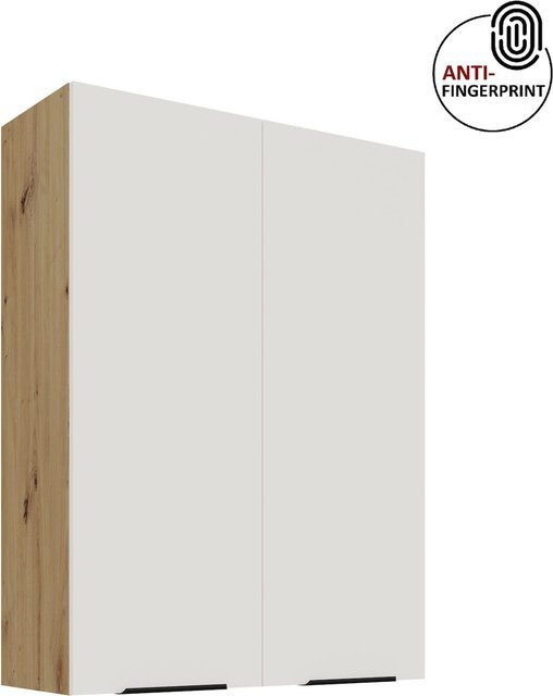 ARIA Hängeschrank Weiss Matt mit Anti Fingerprint Beschichtung und drei Einlegeböden, Höhe: 80 cm, Breite: 90 cm - Bild 1