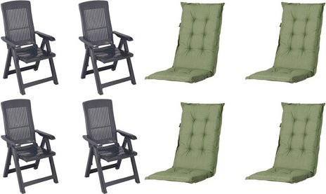 MADISON Gartenmöbelset Tampa mit 4 Klappsesseln und Auflagen, Anthrazit, B/H/L: 61 x 109 x 60 cm - Bild 1