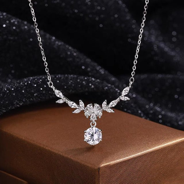 SAY Halskette 925 Silber, Blätter-Anhänger, Zirkonia, Damen - Bild 1