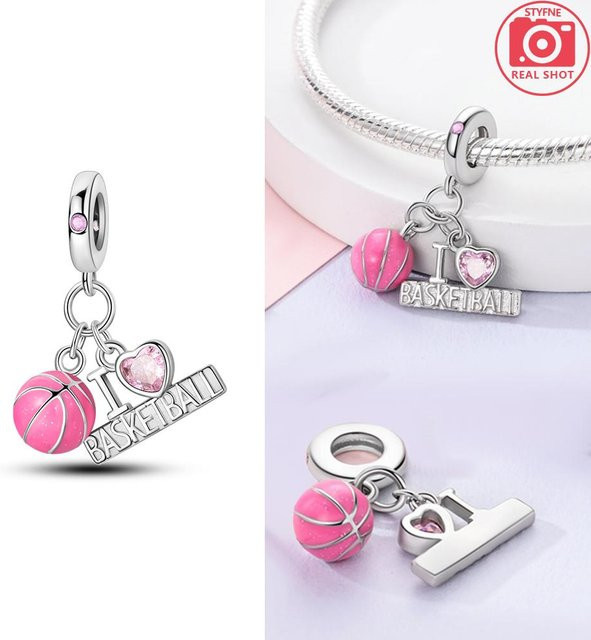 Barbie Anhänger, Kupfer, Rosa Ton, Basketball, Damen, Weiß - Bild 1