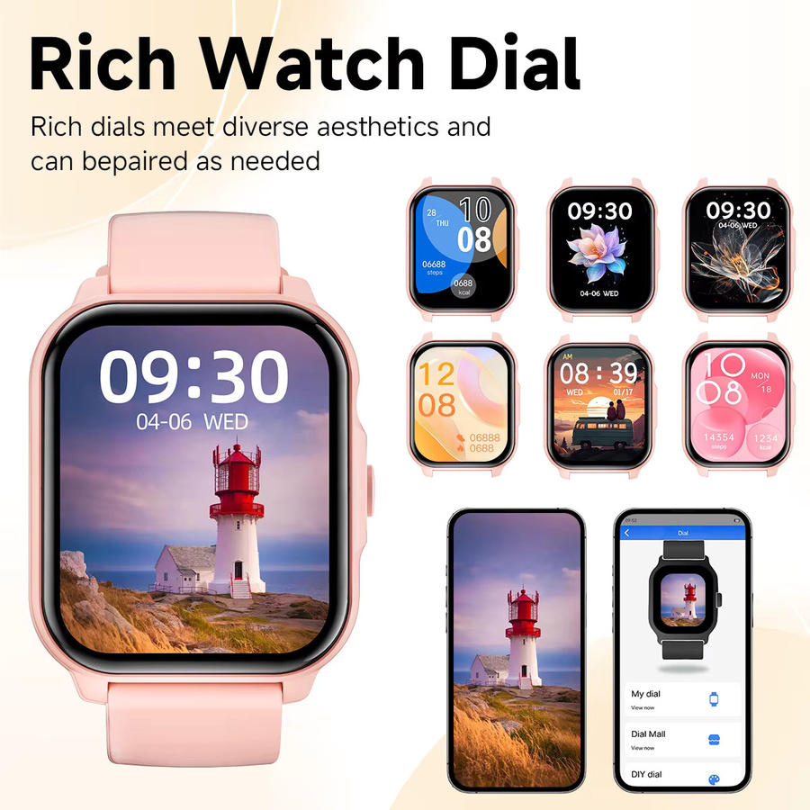 SIMSONLAB Smartwatch, 1,83 Zoll, Schwarz, Kunststoff, Silikon, Unisex - Bild 4
