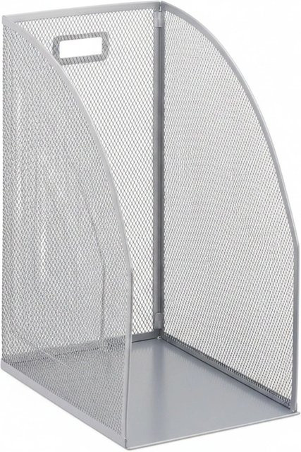 Relaxdays Stehsammler aus Stahl mit Steckfach in Silber, B: 32 cm, T: 16 cm, H: 24,5 cm - Bild 1