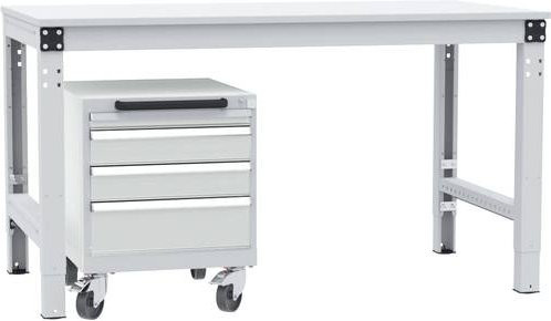 Manuflex BASETEC Schubfachschrank mobil, lichtgrau RAL 7035, mit 4 Schubfächern und Nutzhöhe 40 cm - Bild 1