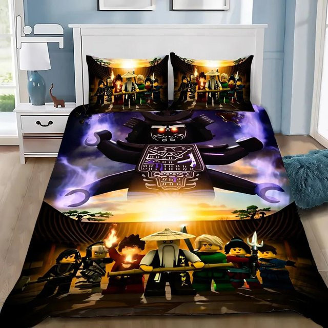 Bettwäscheset mit Cartoon-Motiv für Kinder aus Polyester, bestehend aus Bettbezug und Kissenbezug, Mehrfarbig, B/H: 172 x 218 cm, Kissenbezug: 50 x 70 cm - Bild 1