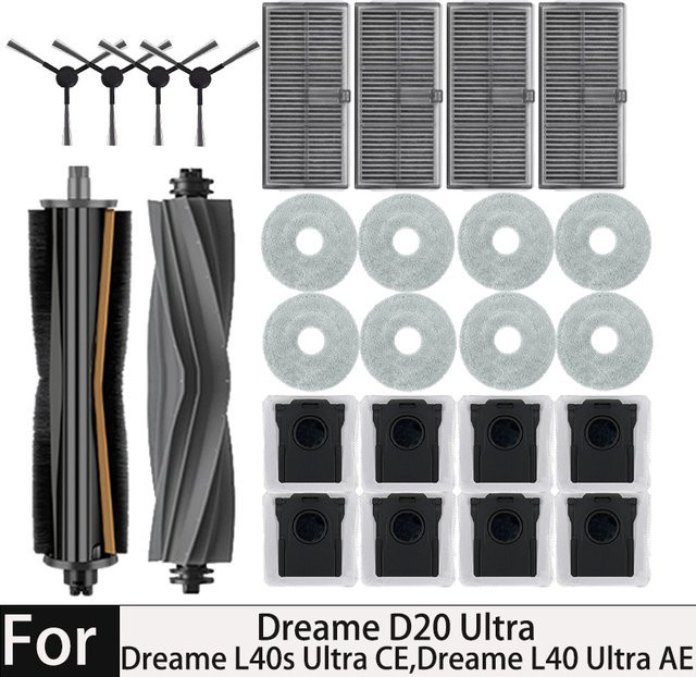 Dreame Zubehör-Set für L40 Ultra AE, L40s Ultra CE und D20 Ultra mit Hauptbürste, Seitenbürste, Filter, Wischmopp und Staubbeuteln - Bild 1
