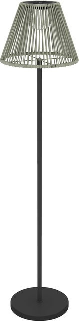 Outsunny Solar Stehlampe im Boho-Stil aus Rattan und Stahl, Grau, 25 LEDs mit Lichtsensor, IP44 Wasserdicht, Durchmesser: 33 cm, Höhe: 135 cm - Bild 1