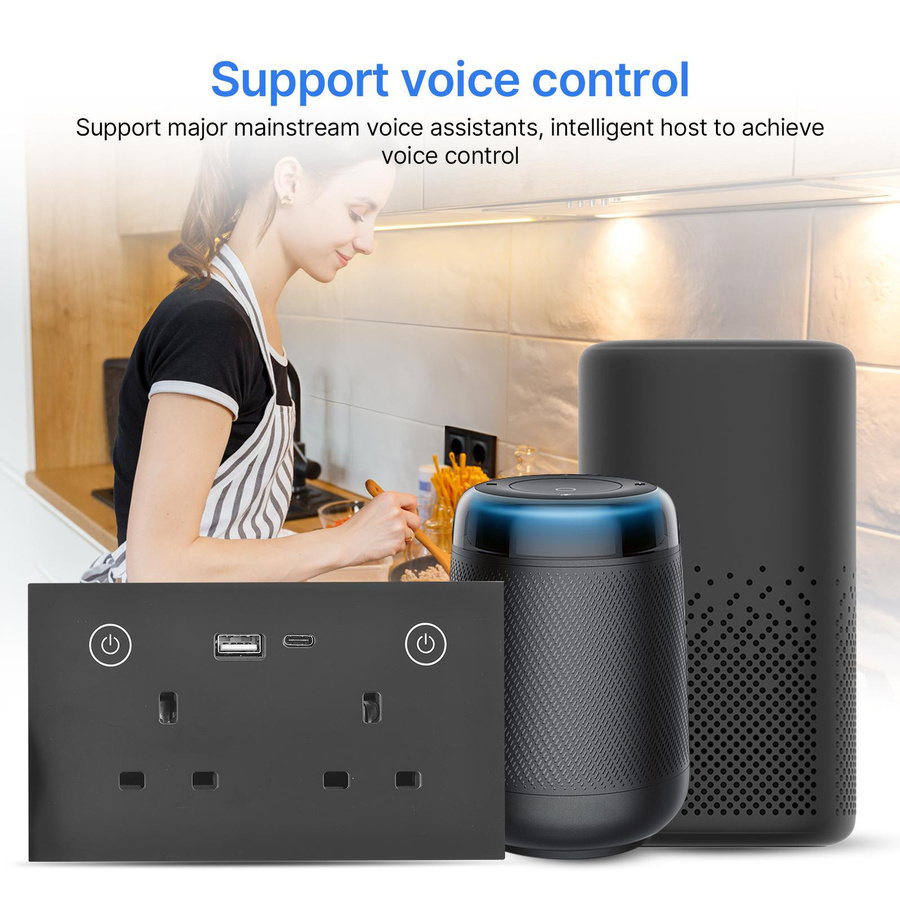 Neoglint Intelligenter WiFi Touch-Lichtschalter mit Glasplatte in Weiß, App- und Sprachsteuerung, UK-Stecker - Bild 1