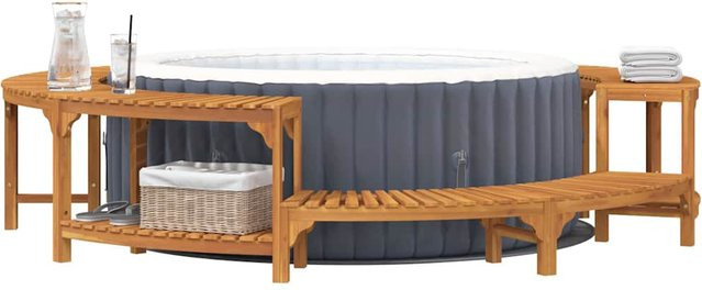 vidaXL Whirlpool-Umrandung aus Akazienholz in Braun, Durchmesser: 275 cm, Höhe: 55,5 cm - Bild 3