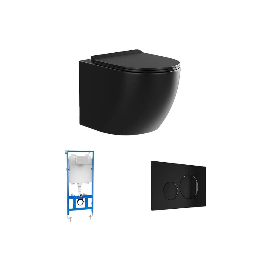 Vente-unique Hänge-WC aus Keramik in Schwarz, Breite: 36 cm - Bild 2