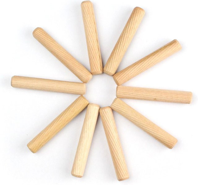 50 Stück YOMO Holz-Passstifte rund und geriffelt für Schrank und Schublade, Durchmesser: 6 mm, Länge: 40 mm - Bild 1