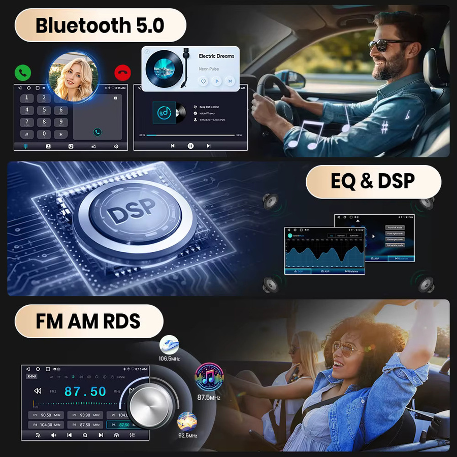 Litillbuly Autoradio mit CarPlay und Android Auto für Peugeot 107, Toyota Aygo und Citroen (2005-2014), IPS-Touchscreen, GPS-Navigation, WiFi, DAB+, Bluetooth und DSP, Schwarz - Bild 5