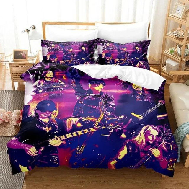 Judas Priest Bettwäsche-Set mit 3D-Druck in Lila, bestehend aus Bettbezug und Kissenbezug aus Mikrofaser, Breite: 133 cm, Höhe: 70 cm - Bild 1