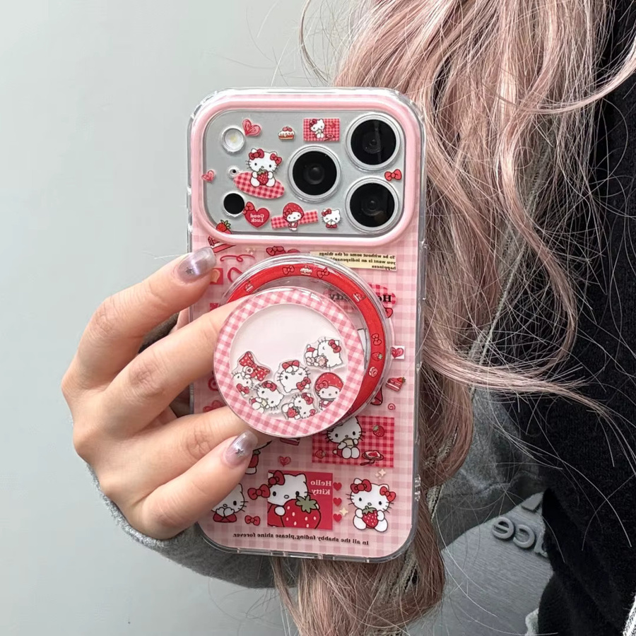Hello Kitty Erdbeer Handyhülle mit Linsenschutz und stoßfester Abdeckung für Apple iPhone 17 16 15 14 Pro Max, Mehrfarbig - Bild 4