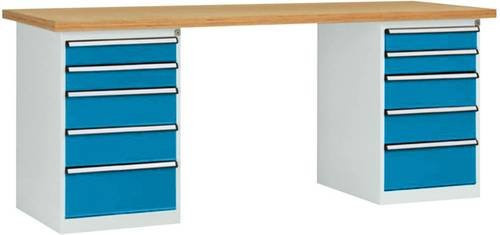 Manuflex Werkbanksystem WC5112.5012 aus Stahl in Licht-Blau (RAL 5012), B/T/H: 300 x 200 x 80 cm - Bild 1