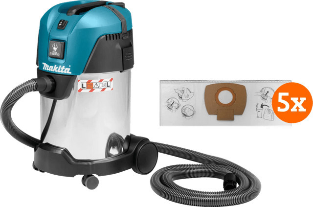 Makita VC3011L Staubsauger mit 5x Makita P-72899 Staubsaugerbeuteln in Blau - Bild 1