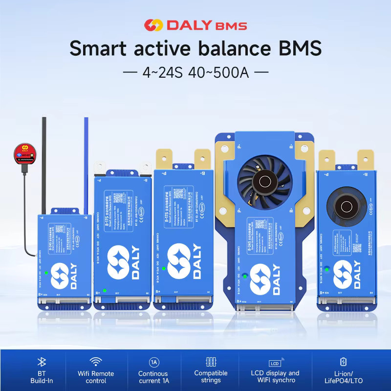 Daly BMS Batteriemanagementsystem mit WiFi und Bluetooth für LiFePO4 und Li-Ion Akkus, 100A, Blau - Bild 1