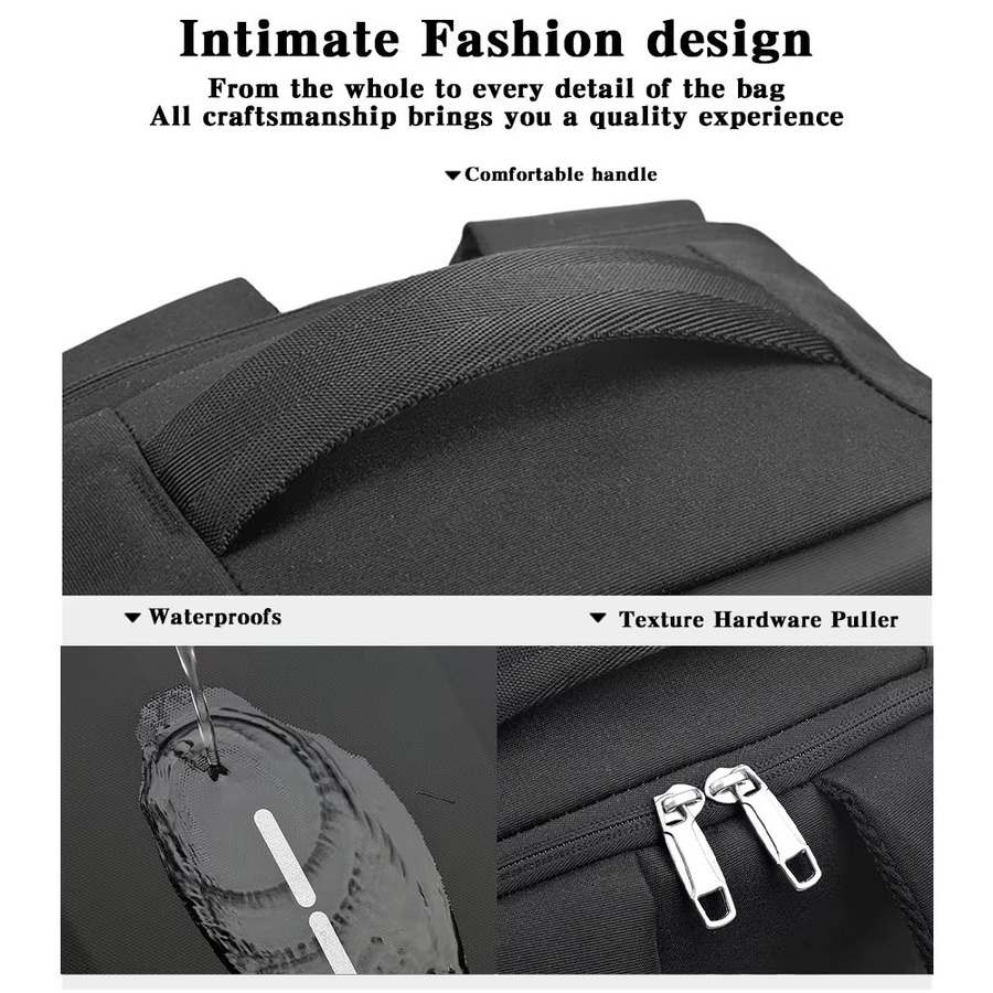 PEAKINBAGS Herren-Rucksack in Schwarz mit USB-C-Ladeanschluss, Diebstahlschutz und wasserdichtem Hartschalenfach für Laptops - Bild 6