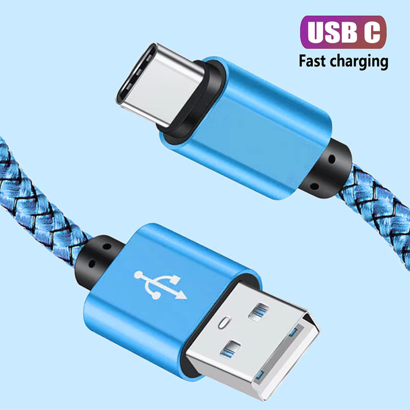 USB A zu Typ C Ladekabel mit 3A Schnellladefunktion und Datensynchronisation, lila, geflochtenes Nylon, passend für Samsung und Android-Smartphones - Bild 2