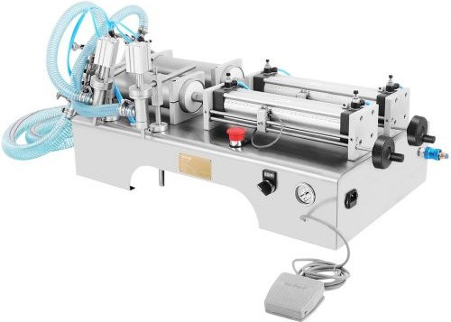 VEVOR Pneumatische Flüssigkeitsabfüllmaschine mit Doppelkopf für 100-1000ml, Abfüller in Silber - Bild 1