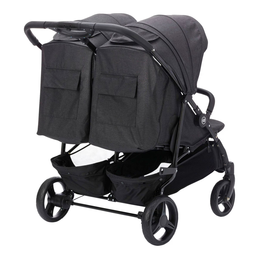 Fillikid Duo Zwillingswagen Buggy schwarz mit Federung und Schwenkrädern - Bild 2