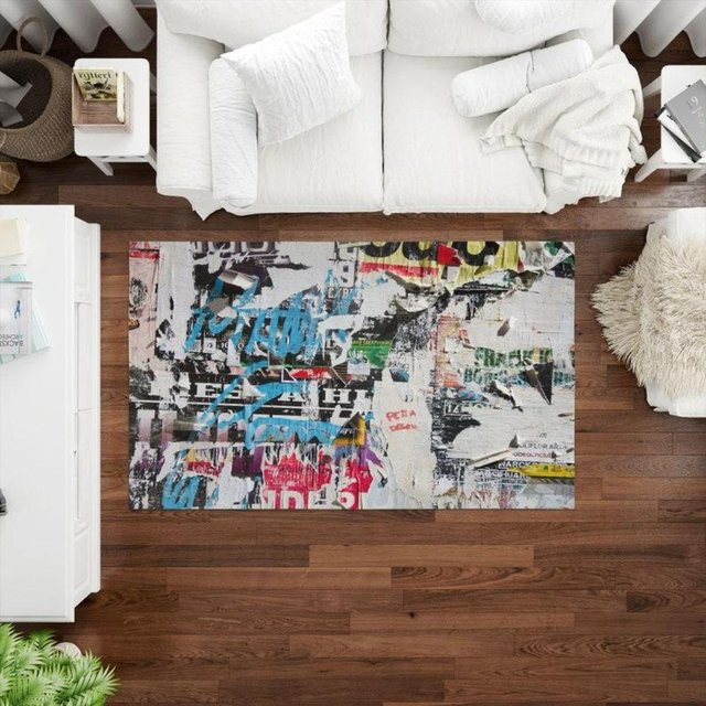 JGJG Street Art Teppich mit buntem Graffiti-Muster und 3D-Effekt, Waschbar, Polyester, B/H: 120 x 80 cm - Bild 1