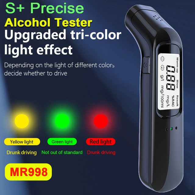 Kebidumei Berührungsloser Atemalkoholdetektor in Schwarz, Tragbarer LCD-Digital-Alkoholtester zum Aufladen - Bild 1