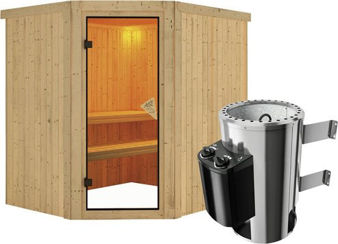 Karibu Sauna Talsen für 3 Personen in Beige inklusive 3,6 kW Saunaofen mit integrierter Steuerung, B/T/H: 198 x 170 x 196 cm - Bild 1