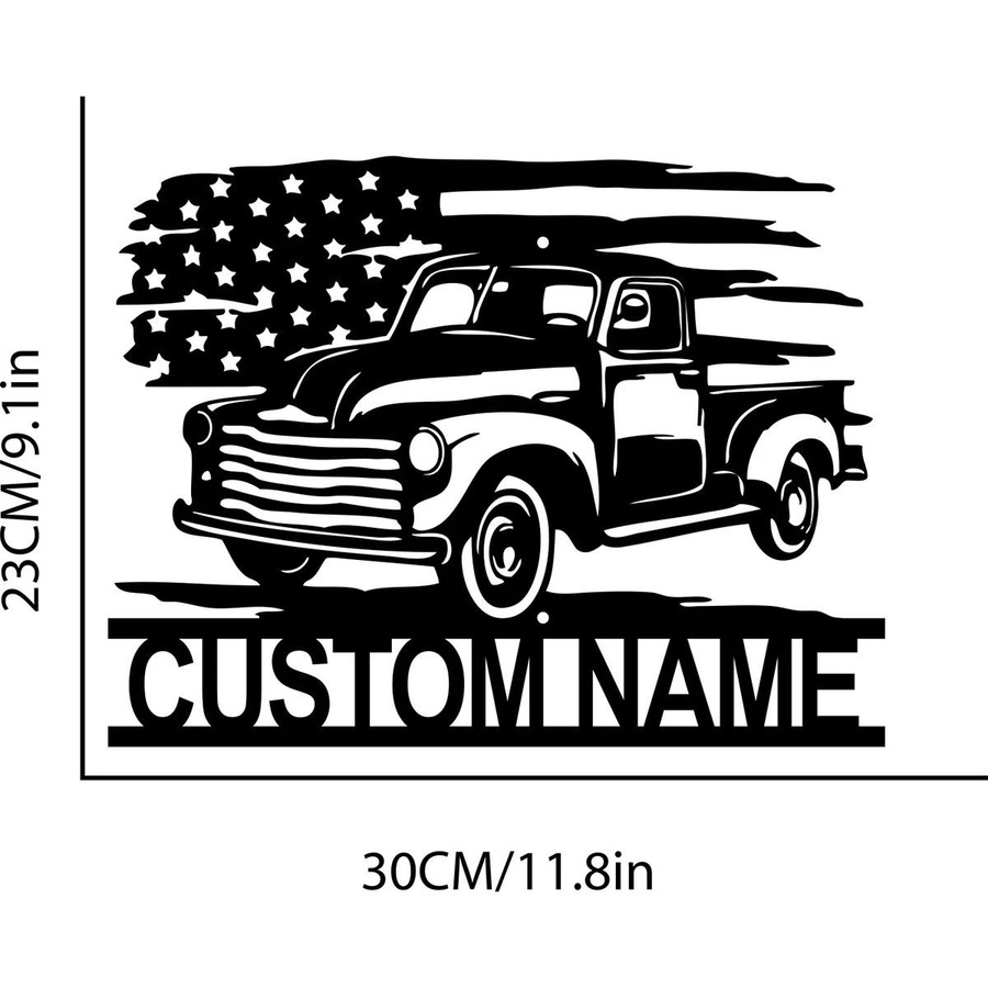 CIFkauf Metall Wandkunst Amerikanischer Pickup im Retro-Stil Schwarz - Bild 3