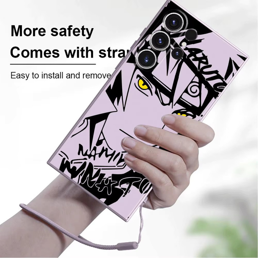 Quadratische Flüssigkeits-Schutzhülle für Samsung Galaxy S23 S22 S21 S20 S10 S9 Note 20 Ultra 10 Plus 5G im Naruto Design - Bild 4