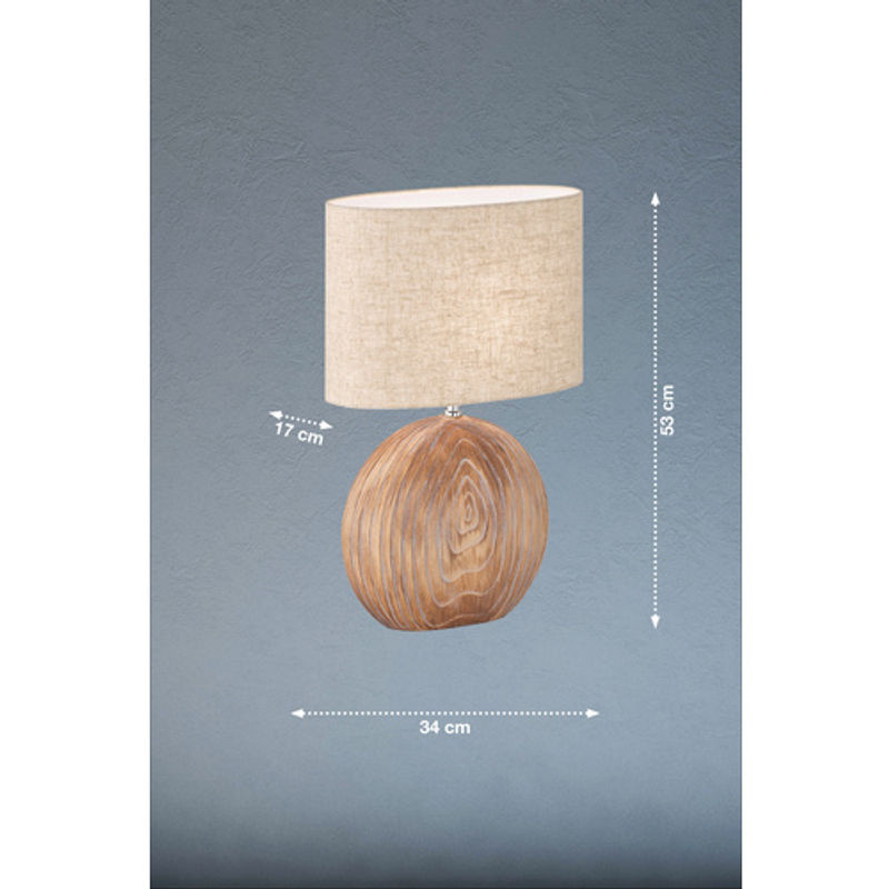Fischer & Honsel Tischleuchte Tobse in Braun und Beige mit Keramik und Holz, B/H: 17 x 53 cm, E27 - Bild 2