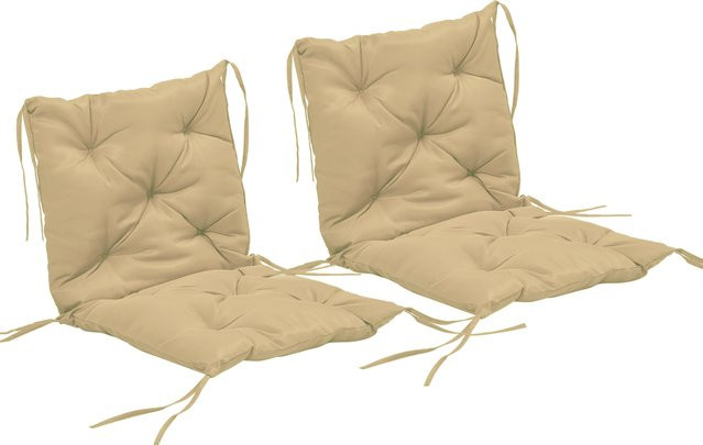 Outsunny 2er-Set Sitzkissen Khaki mit Bindebändern und Stoffbezug, B/T: 98 x 50 cm, Höhe: 8 cm - Bild 1