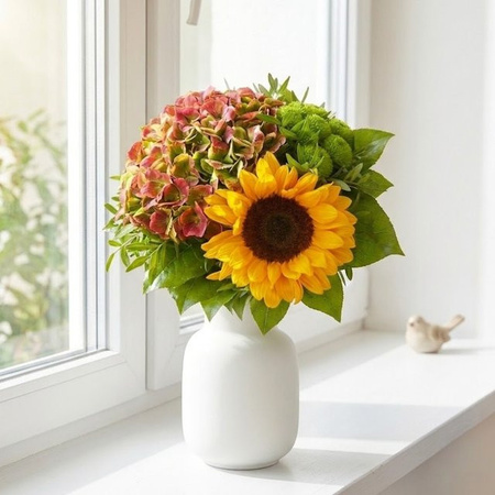 Unverhofft Blumenstrauß Sonnenblumen Hydrangea Chrysanthemum Gelb