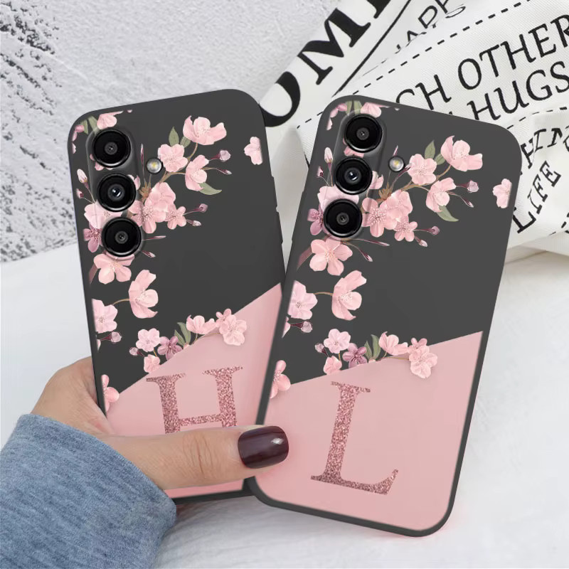 Brief-Blumen-Handyhülle für Samsung Galaxy A34 5G in Schwarz mit stoßfester TPU-Stoßstange und weicher Silikon-Rückseite - Bild 2